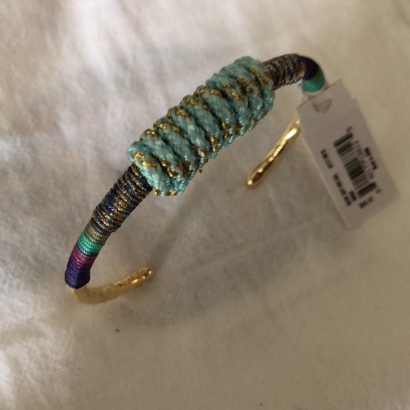 Kendra Scott Masie Gold Tone Cuff Bracelet Mint Mix Paracord NWT - Picture 5 of 13